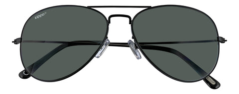 Front view of the Aviator Thirty-six Sunglasses black frame and lenses