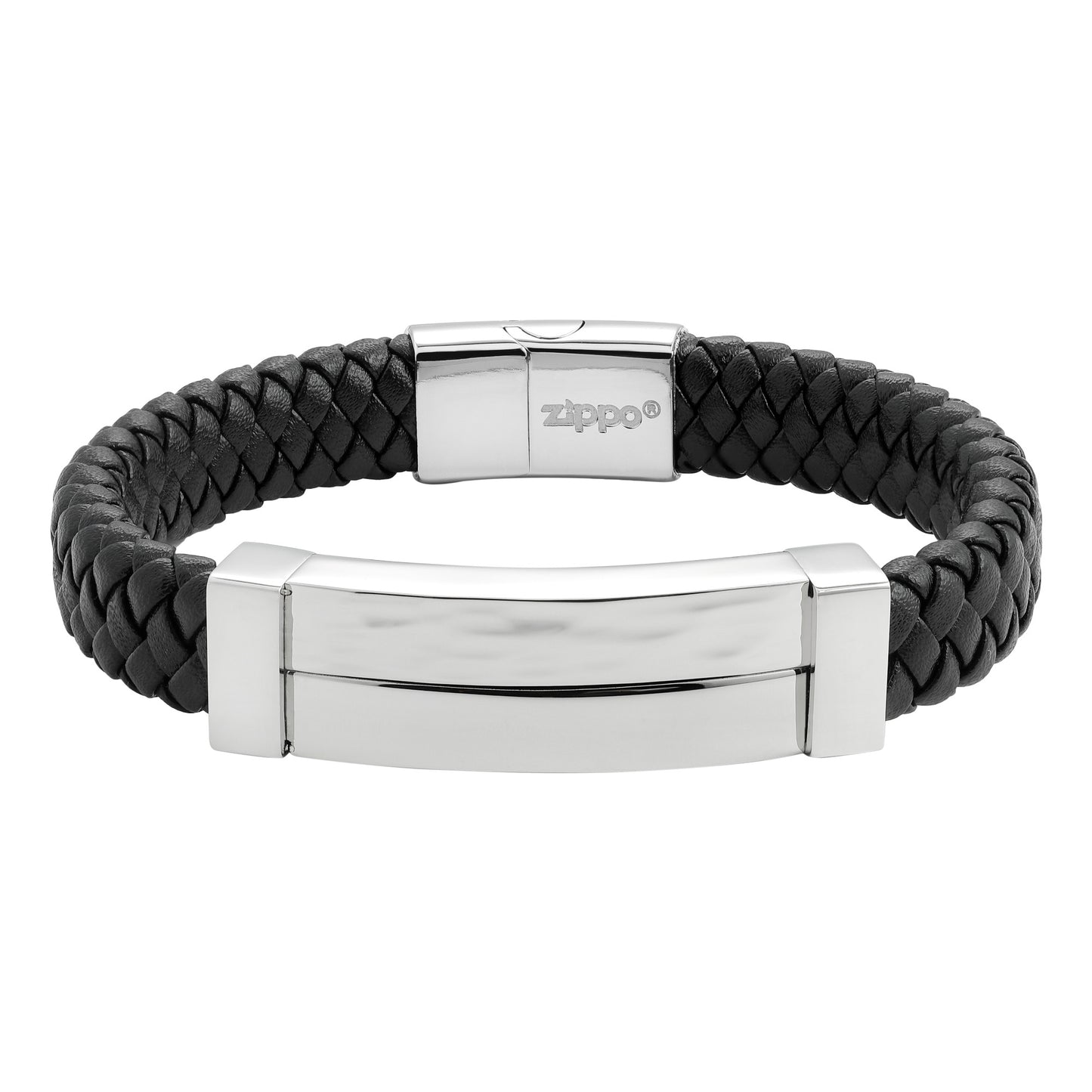 Steel Bar Braided Leather Bracelet