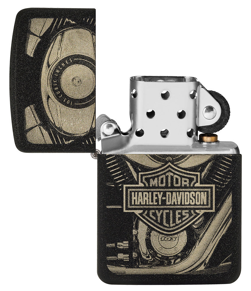 Harley-Davidson® Black Crackle Photo Image Windproof Lighter