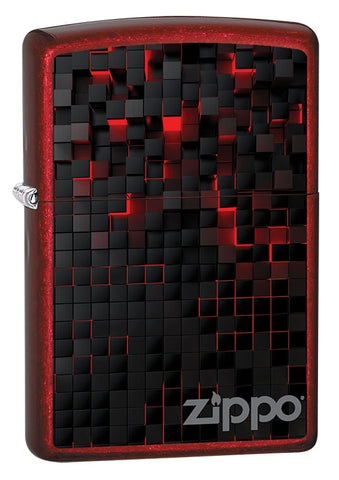 Dreiviertelansicht des winddichten Feuerzeugs Zippo Black Cubes Design