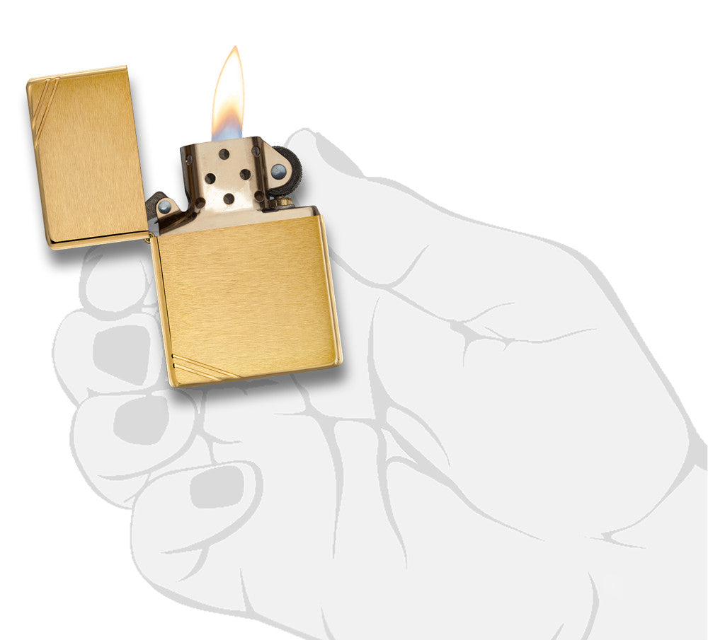 Brushed Brass Vintage with Slashes Engraved - Brass