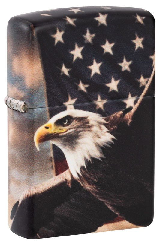 Zippo lighter with American flag and bald eagle design P1