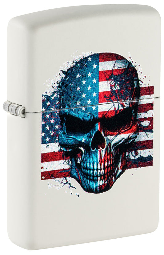 Zippo lighters with a design of a skull on an American flag P1