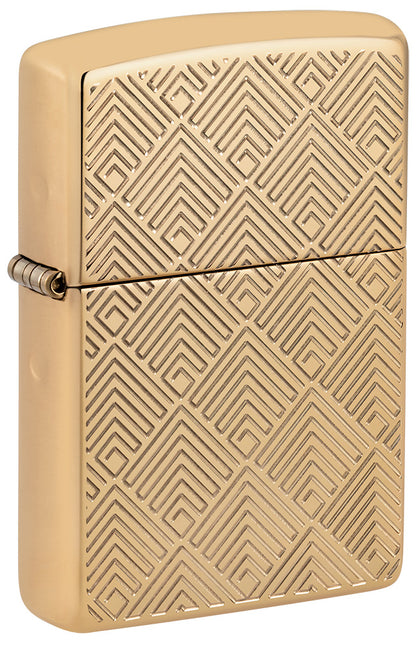 Gold Zippo lighter with geometric pattern P1