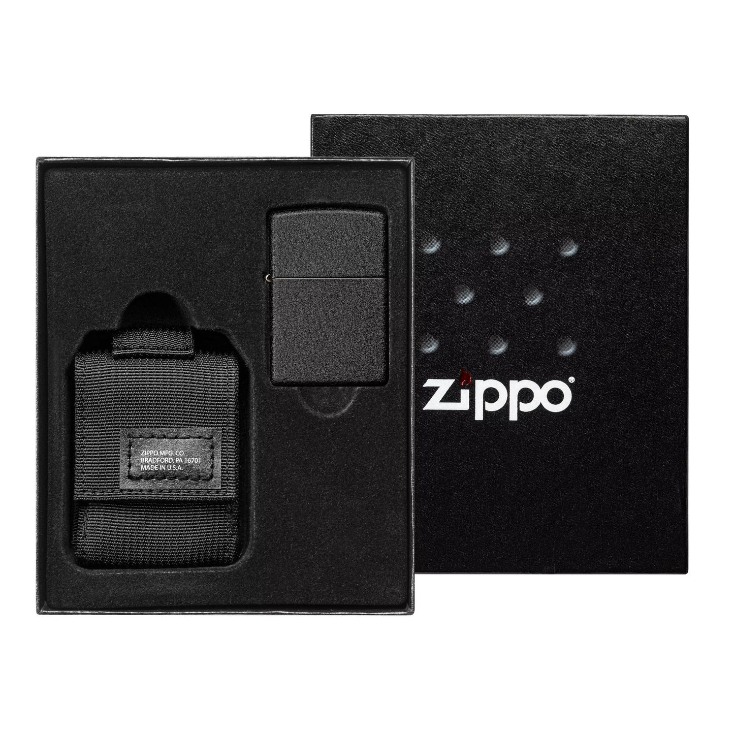 Tactical Pouch and Black Crackle™ Windproof Lighter Gift Set