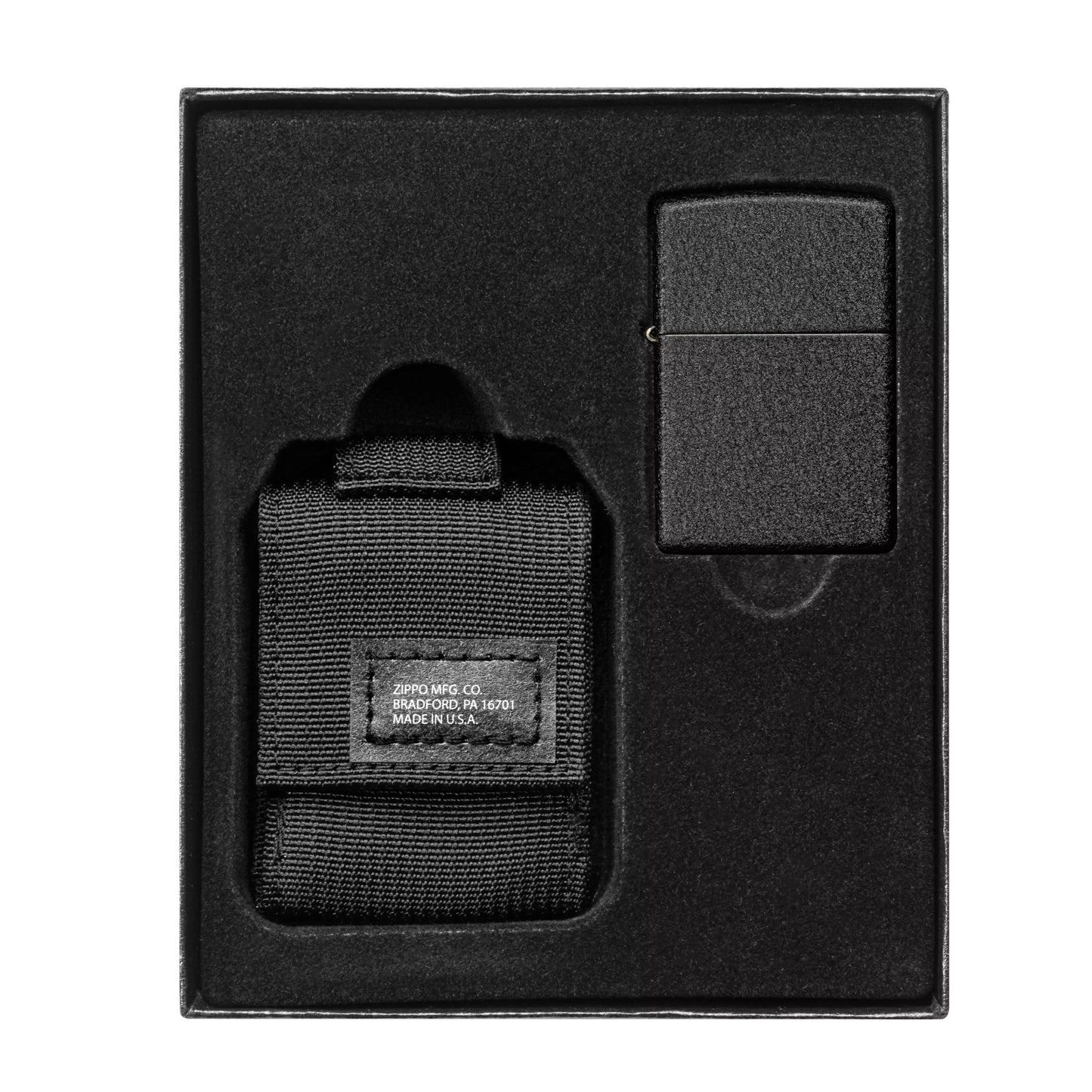 Tactical Pouch and Black Crackle™ Windproof Lighter Gift Set