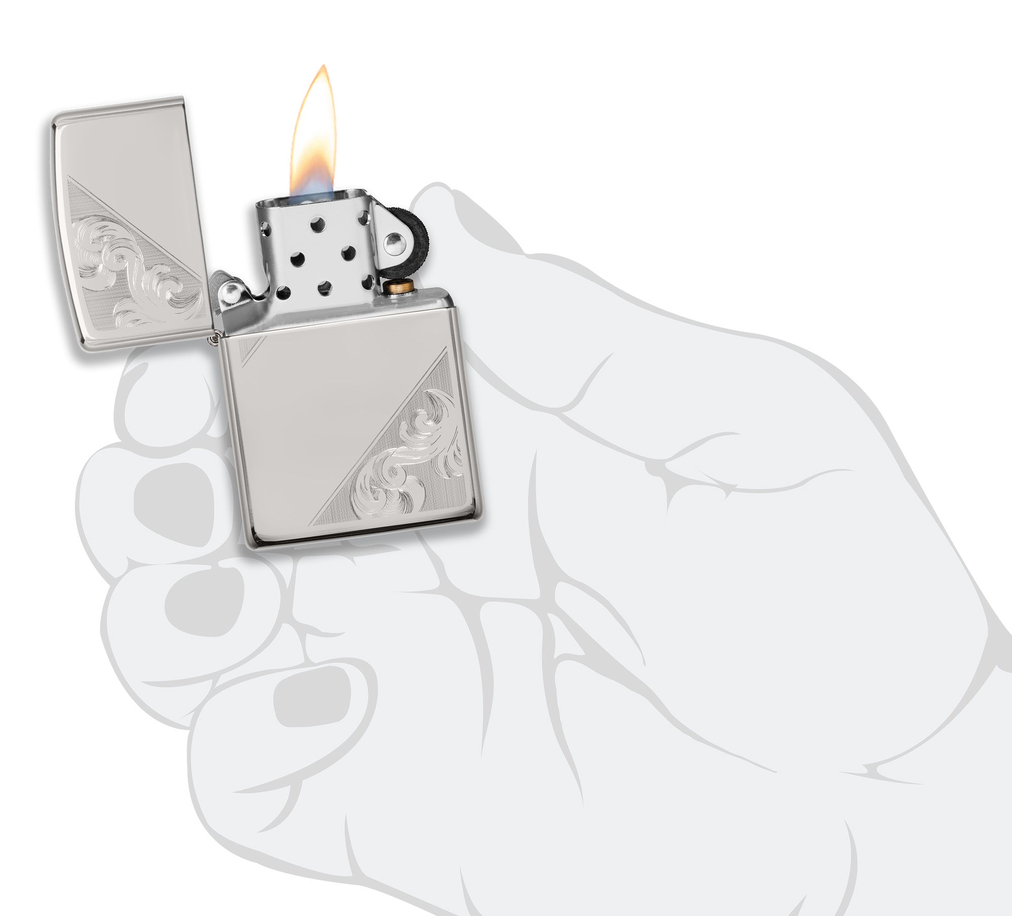 Zippo │ Windproof Lighter Sterling Silver Diagonal Filigree Design