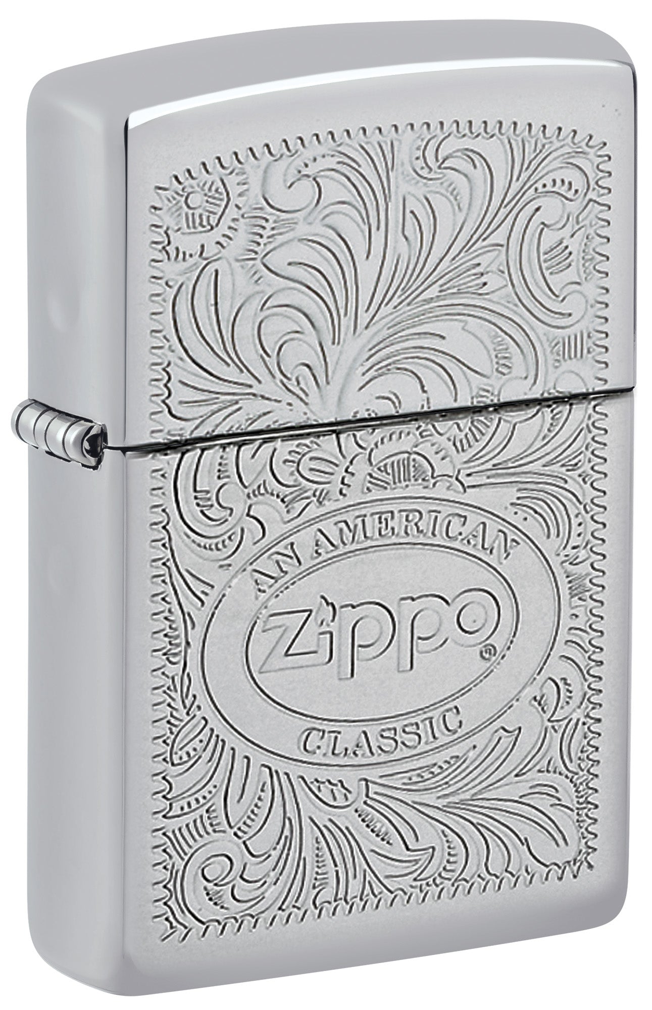 Zippo lighter with intricate design and 'American Classic' text P1