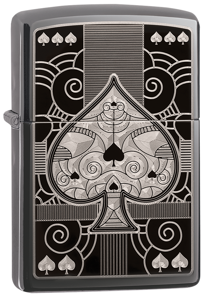Three-quarter view of the Zippo Fancy ACE windproof lighter
