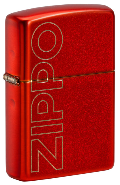 Red Zippo lighter with embossed logo P1
