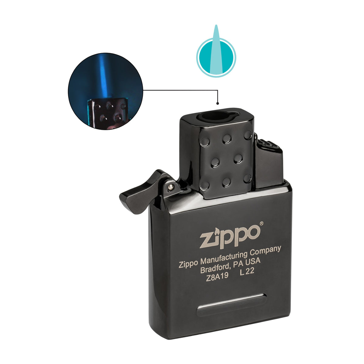Single Torch Butane Lighter Insert - Black