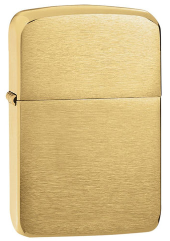Zippo Lighter 1941 Replica Front View ¾ Brushed Brass Angle in Gold