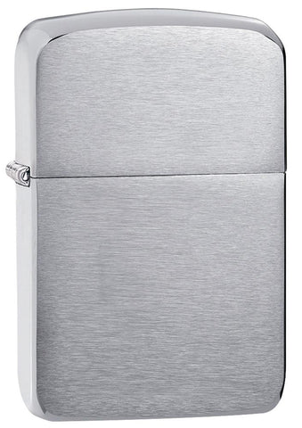 Zippo Lighter 1941 Replica Front View ¾ Angle in Brushed Chrome Optics