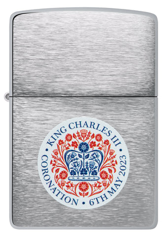 Front view of the Zippo King Charles Coronation storm lighter