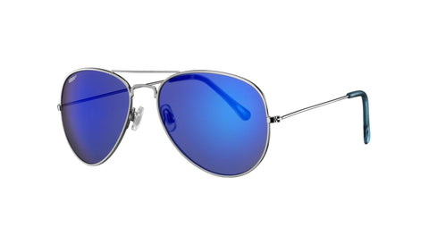 Side view of the Aviator Thirty-six Sunglasses blue lenses