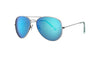 Side view of the Aviator Thirty-six Sunglasses turquoise lenses