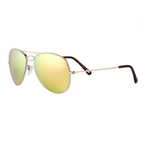 Side view of the Aviator Thirty-six Sunglasses mettalic gold frame and lenses