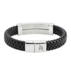 Steel Bar Braided Leather Bracelet