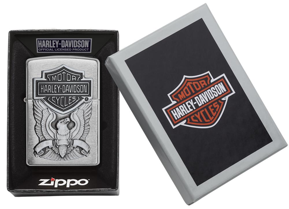200HD, Harley-Davidson Eagle Wings, Emblem, Brushed Chrome, Classic Case
