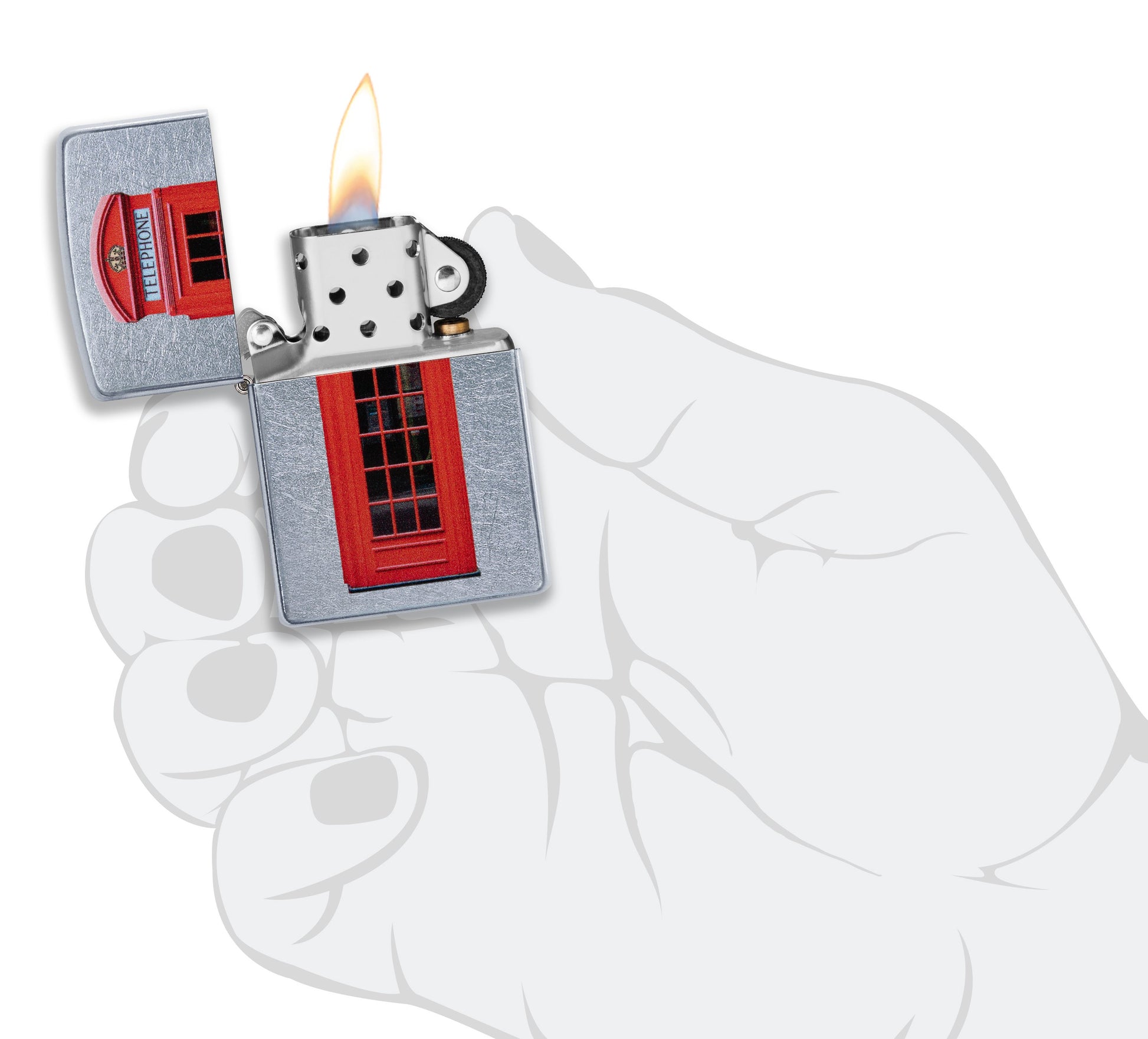 British Red Telephone Box Design Windproof Lighter