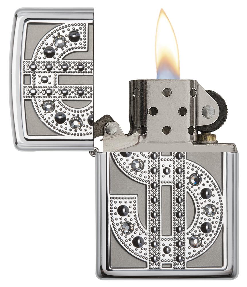 20904, Silver Flashy Dollar Sign Emblem on High Polish Chrome Finish