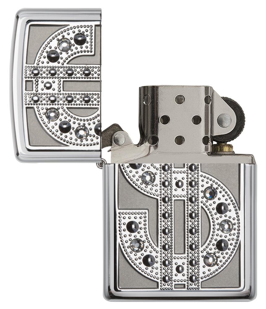 20904, Silver Flashy Dollar Sign Emblem on High Polish Chrome Finish