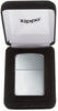 Zippo Lighter 1941 Replica in sterling silver front view in high polished silver optic in noble gift box