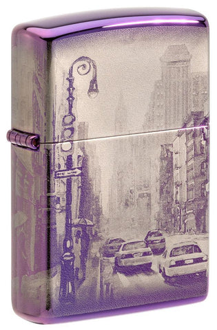 New York City High Polish Purple Design Windproof Lighter