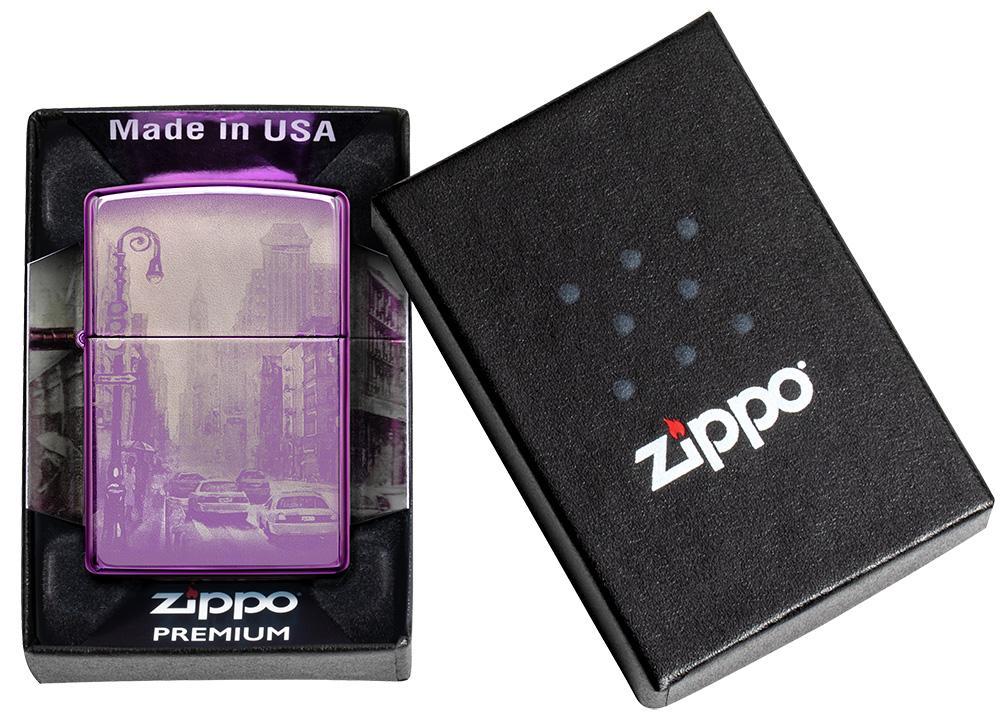 New York City High Polish Purple Design Windproof Lighter