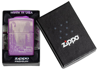New York City High Polish Purple Design Windproof Lighter