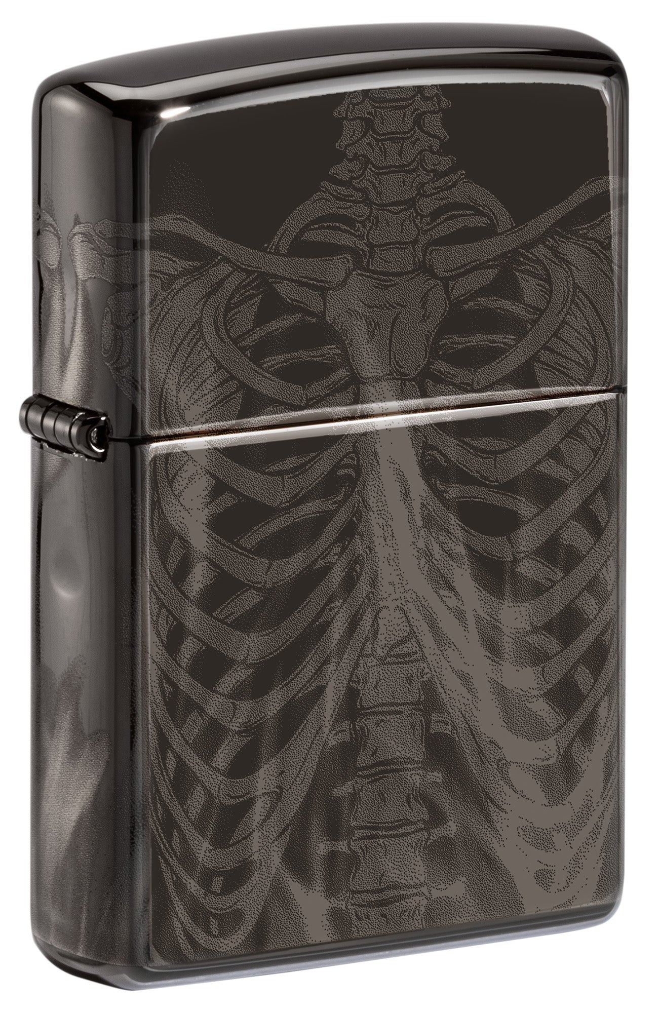 Rib Cage Design High Polish Black Windproof Lighter