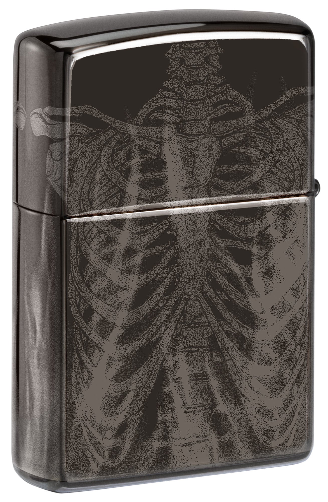 Rib Cage Design High Polish Black Windproof Lighter