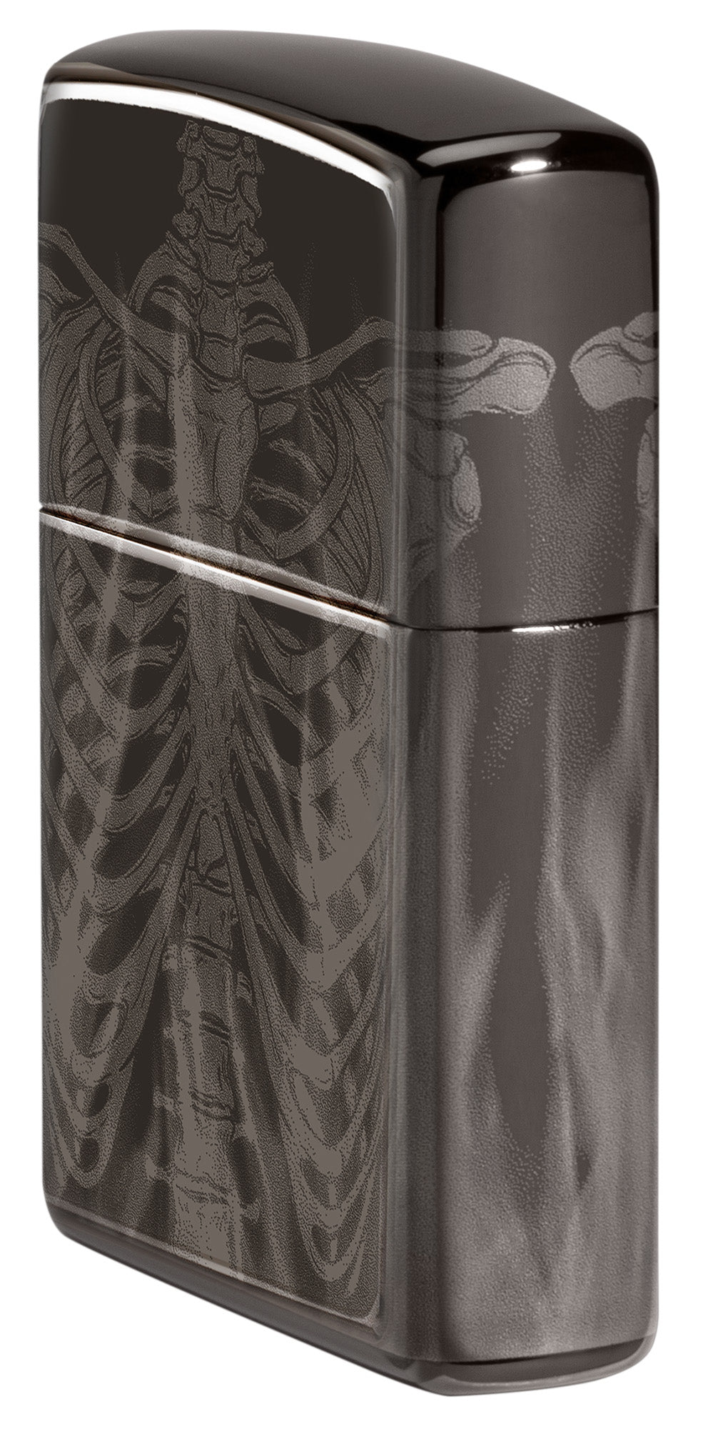Rib Cage Design High Polish Black Windproof Lighter