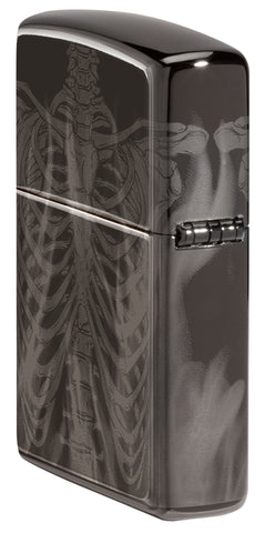 Rib Cage Design High Polish Black Windproof Lighter