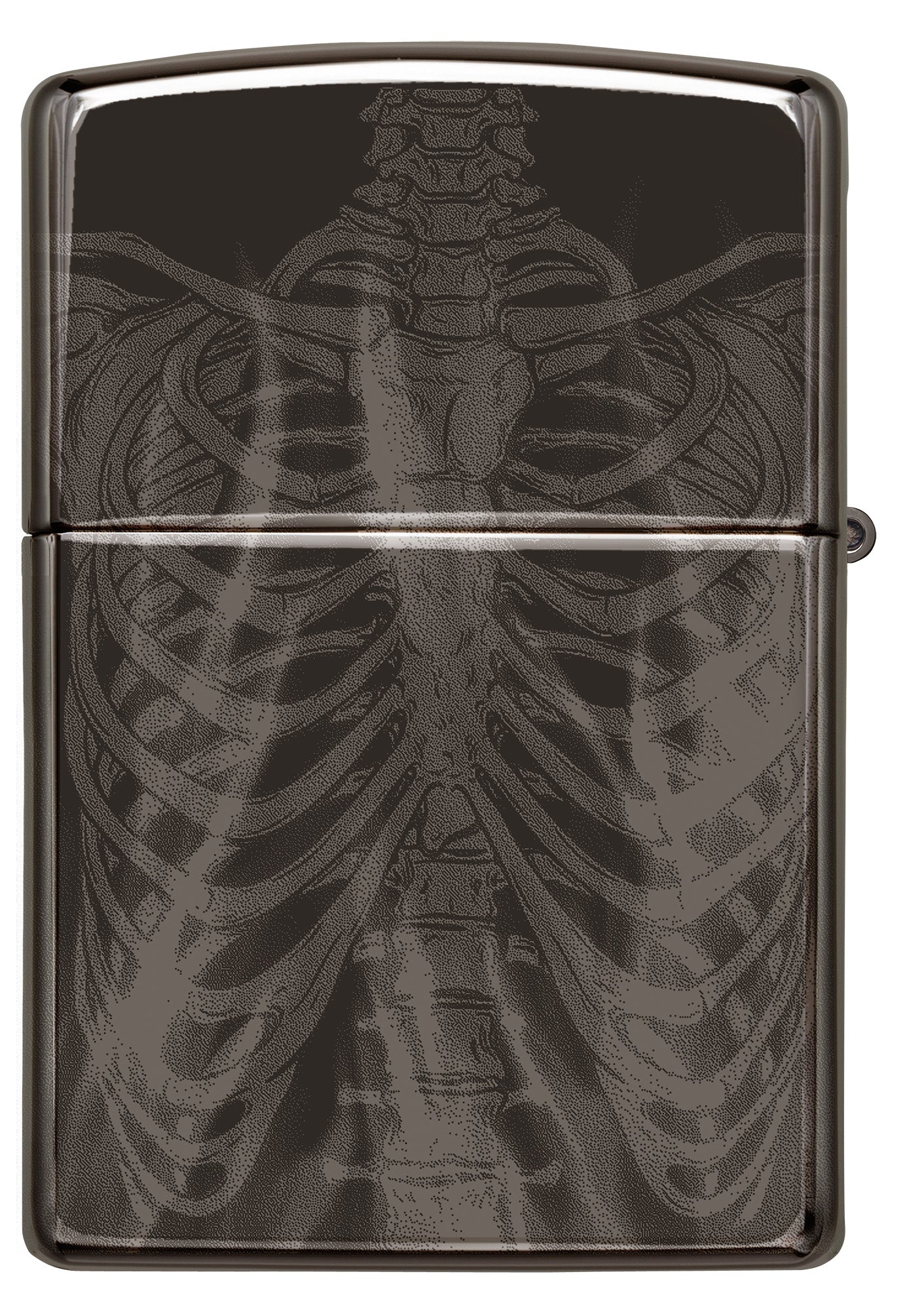 Rib Cage Design High Polish Black Windproof Lighter
