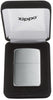 Zippo Lighter 1941 Replica in sterling silver front view in satin silver optic in high quality gift box