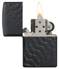 28966 Tire Tread Black Matter Armor Windproof Lighter - Open, Lit