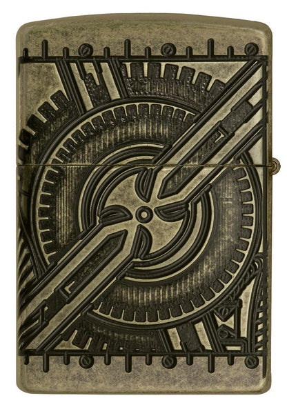 29268, Steampunk Skull, Deep Carve Engraving, Antique Brass Finish, Armor Case