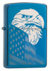 29882 High Polish Blue Eagle and Flag Windproof Zippo Lighter