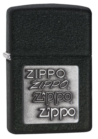 363, Black Crackle Silver Zippo Logo Emblem