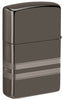 Zippo Lighter Back View Black Ice® with 360° Engraving of Zippo Flames and Logo in Cigar Band Design