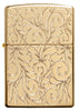 Zippo Lighter Front View Armor® highly polished brass with deeply engraved squiggly lines.