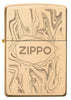 Zippo lighter front view brushed brass in marble look with logo