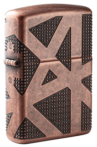 Armor® Geometric 360 Design Windproof Lighter standing at a 3/4 angle