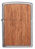 WOODCHUCK USA Mahogany Brushed Chrome windproof lighter facing the front
