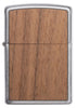 WOODCHUCK-USA-Walnut Brushed Chrome windproof lighter facing forward