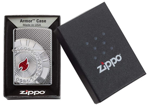 Armor® Poker Chip Design Windproof Lighter in its packaging