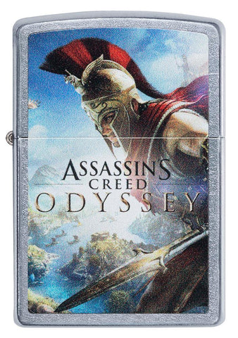 Front of Assassins Creed Odyssey Street Chrome windproof lighter
