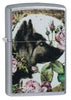 Spazuk Dog design Street Chrome windproof lighter facing forward at a 3/4 angle