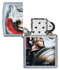 Mazzi Roman Street Chrome windproof lighter with its lid open and not lit